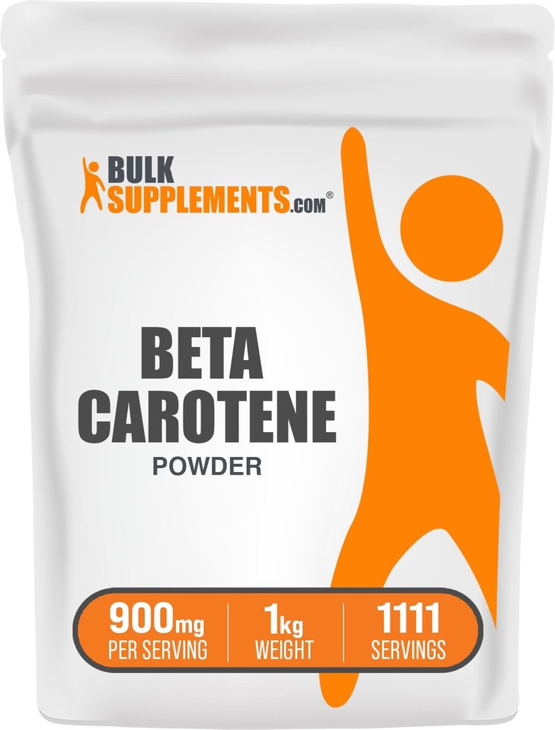 BulkSupplements.com Beta Carotene אבקת - Beta Carotene תוסף, ויטמין A תוסף עבור Immune ו- Vision Support - Gluten Free, 900 מ"ג לשרת, 1kg (2.2 lbs) (Pack של 1)