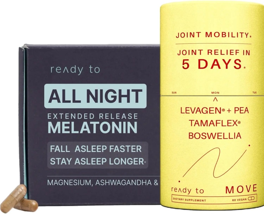 תמיכה משותפת עם מלטונין, Ashwagandha, Tamaflex® Turmeric ו- Pea | Sleepful Sleep & Joint Supplements Pack