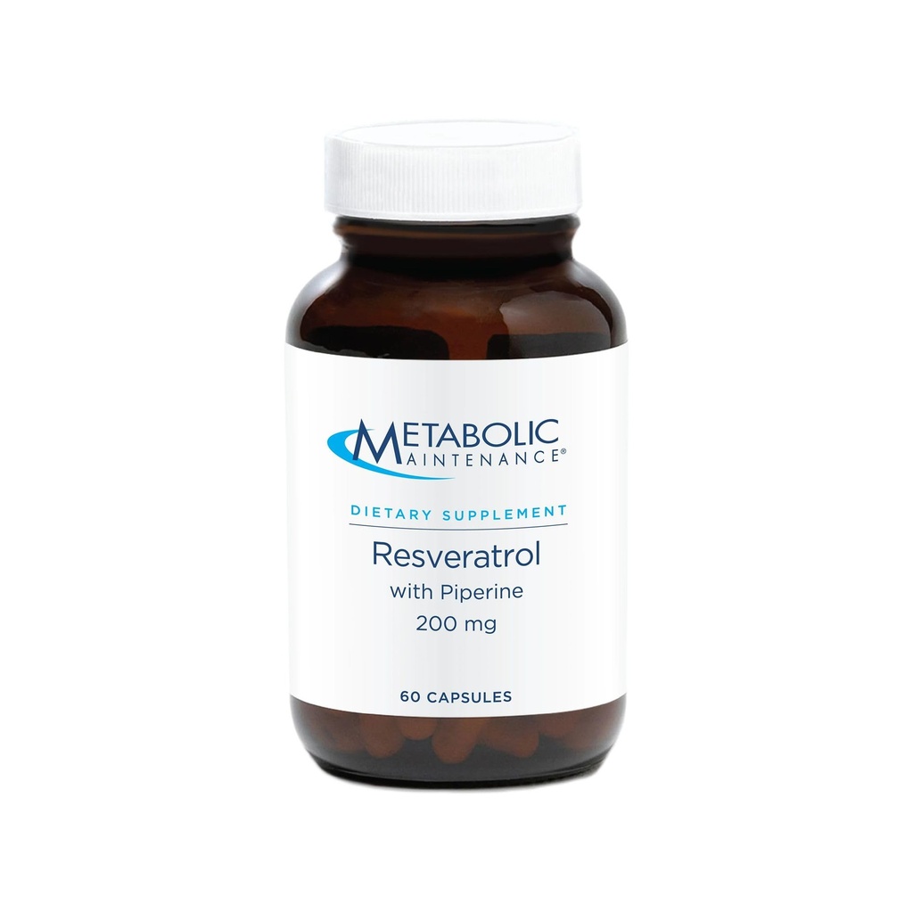 תחזוקה מטאבולית Resveratrol עם פיפרין - Trans Resveratrol תוספי קפסולות עבור Antioxidant + Cardiovascular תמיכה, No Fillers, 200 מ"ג Trans-Resveratrol Per Dose - 60 קפסולות