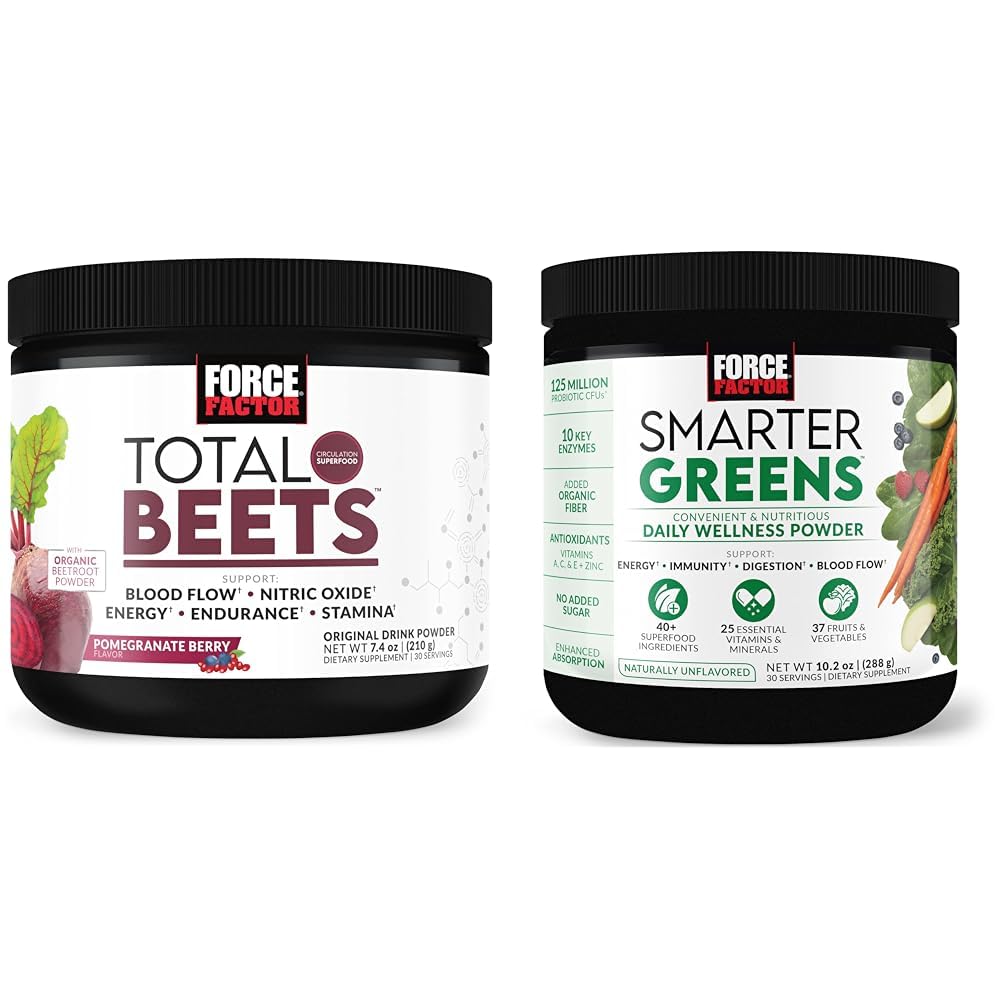 כוח גורם מוחלט Beets שותים אבקת Superfood עם Nitrates כדי לתמוך Circulation, Blood Flow & Smarter Greens כל יום אבקה כדי לתמוך באנרגיה, חסינות וחשיפה