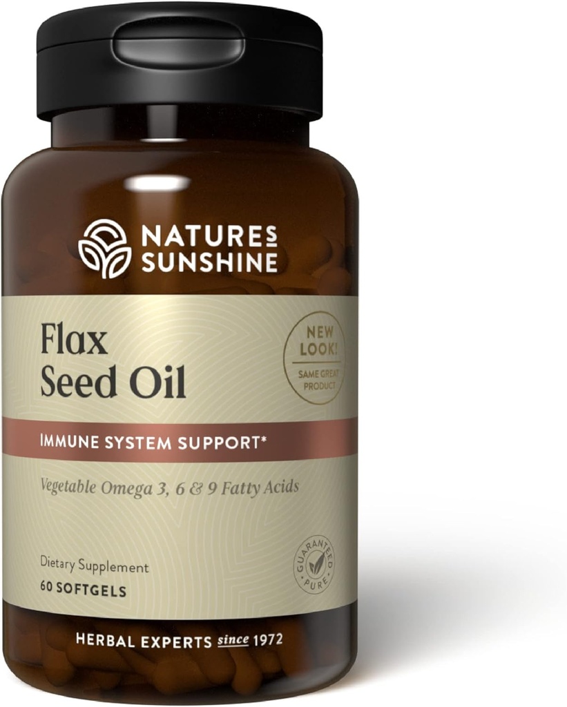 שמן השמש של Nature's Sunshine Flax Seed, 60 Softgels