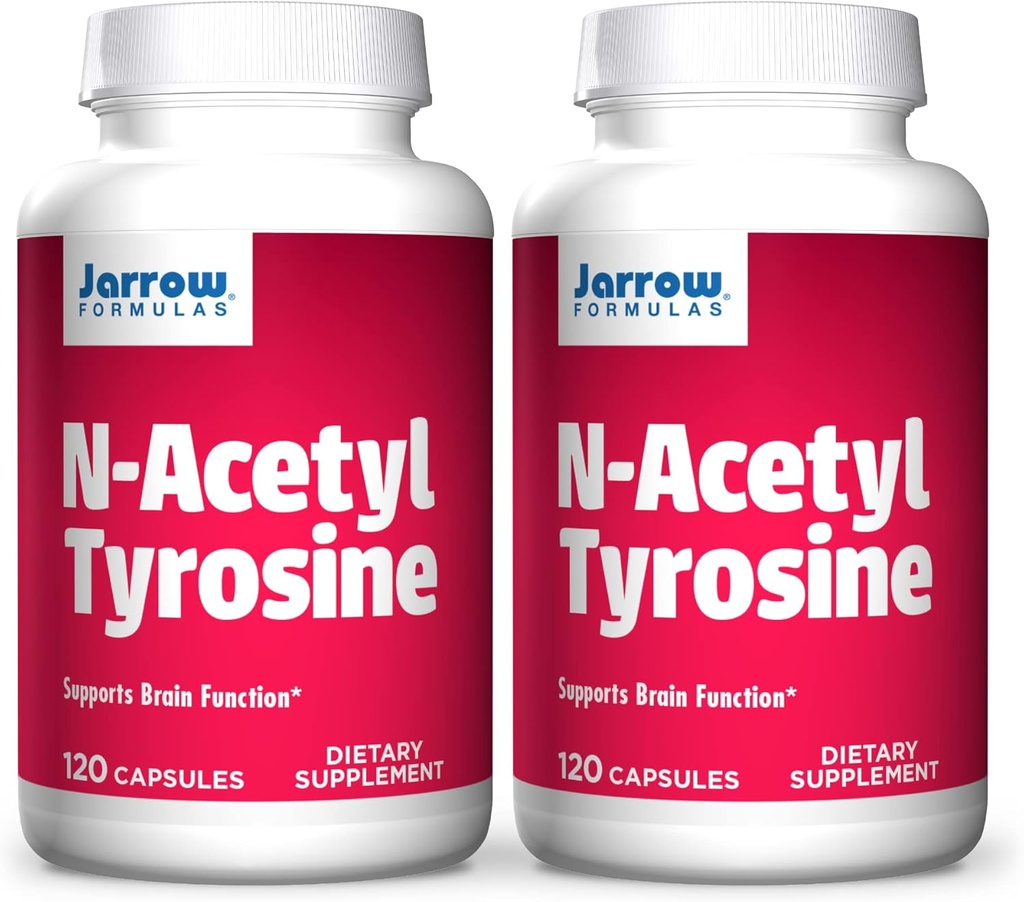 Jarrow Formulas N-Acetyl Tyrosine 350 מ"ג - 120 קפסולות, Pack of 2 - תומך בתפקוד המוח - מכיל ויטמין B6 עבור Amino Acid Metabolism - 240 המשרתים המלאים