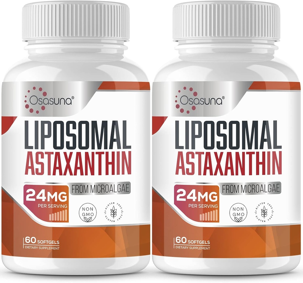 Liposomal Astaxanthin תוספת 24MG, מקסימום Absorption, Antioxidant Stronger Than VIT C, Non-GMO & Gluten חינם - 120 Softgels(4 חודשים אספקה)