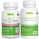 Super B12-Complex 1000mcg + Advanced Ashwagandha KSM-66, L-theanine & Magnesium Bundle, High Absorption Sublingual ויטמין B12 + Multi Action Fitogen Complex, על ידי Igennusss.