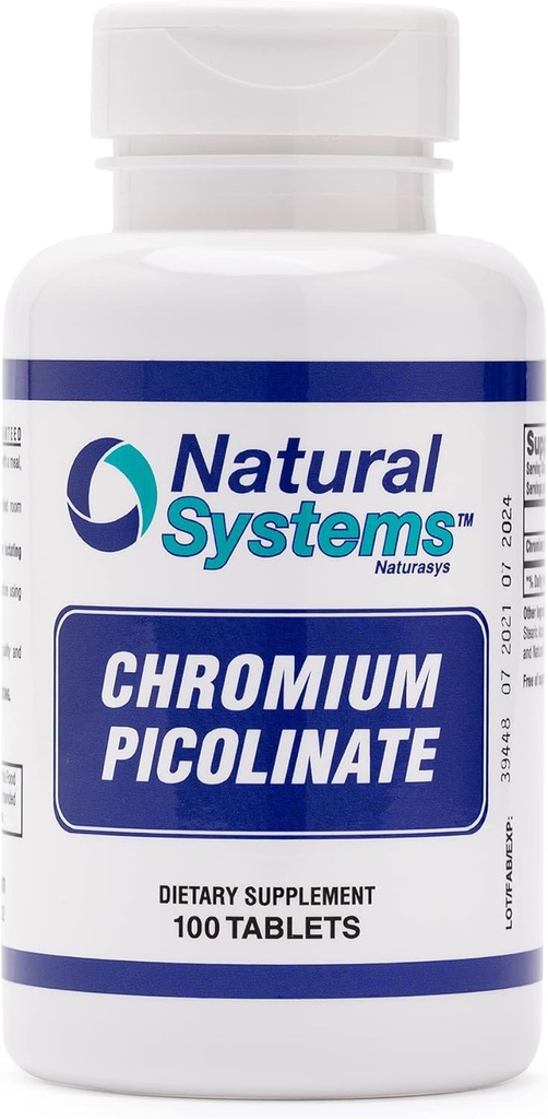 Chromium Picolinate 200 Mcg 100 טבליות על ידי מערכות טבעיות - תוספי Chromium עבור Active Lifestyle - תוספת טובה של Absorption Chromium - non Sugar Chromium כמוסות