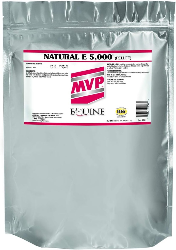 טבעי E 5,000 (7.5 lb) טופס טבעי של ויטמין E עבור זמינות ביולוגית טובה יותר עבור סוסים