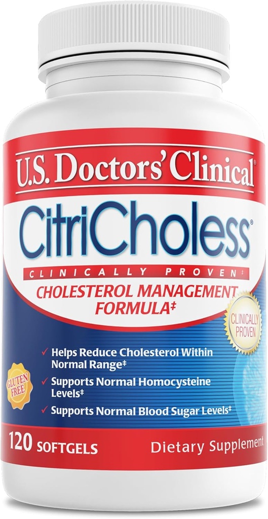 US Doctors' Clinical CitriCholess® Pro קלינית Cholesterol תוסף עם Bergamonte Citrus Extract & ויטמין C כדי לתמוך רמות כולסטרול בריאות (120 Softgels - 2 חודש אספקה)