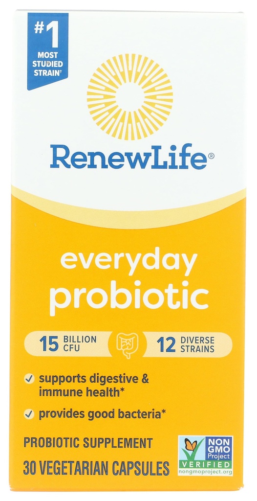 מחדש את החיים בכל יום Probiotic כמוסות, תוספת יומית תומכת Urinary, Digestive ו- Immune Health, L. Rhamnosus GG, חלב, סויה וגלוטן חינם, 15 מיליארד CFU, 30 הרוזן