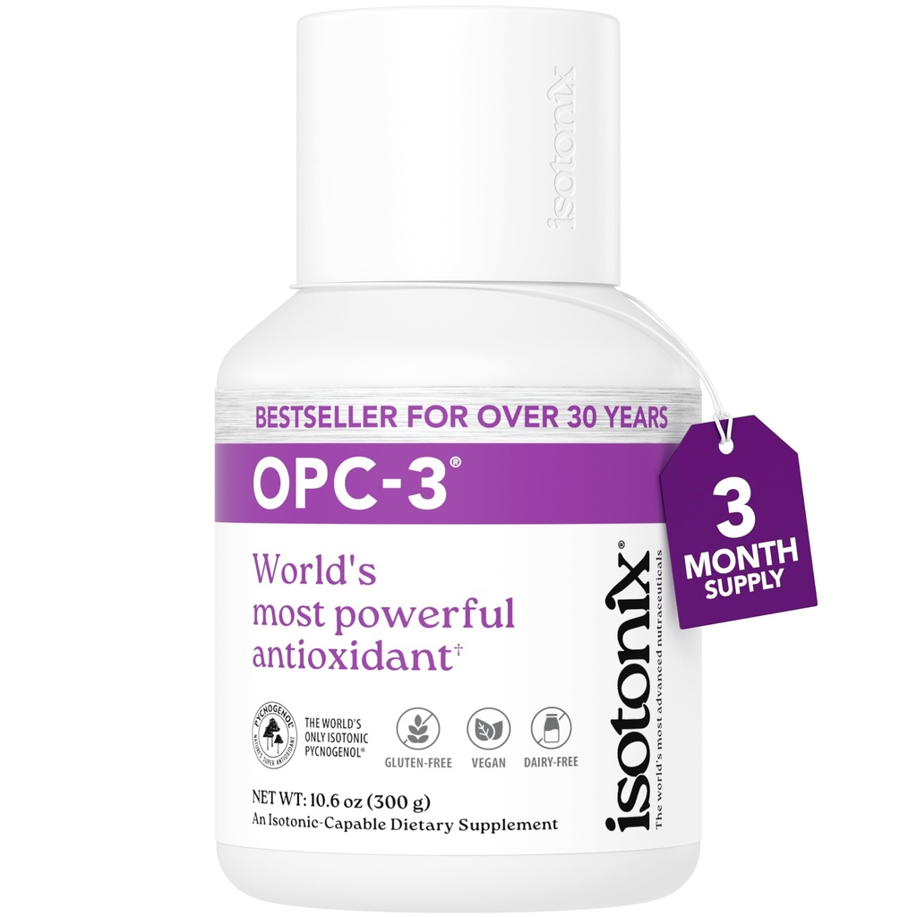 OPC-3 Isotonix - Antioxidant תוסף - Pycnogenol, Grape Seed Extracts, Bilberry, Red Wine & Pine Bark Extracts - for Heart & Circulatory Support - Isotonic, Vegan, Gluten Free - 90 משרתים