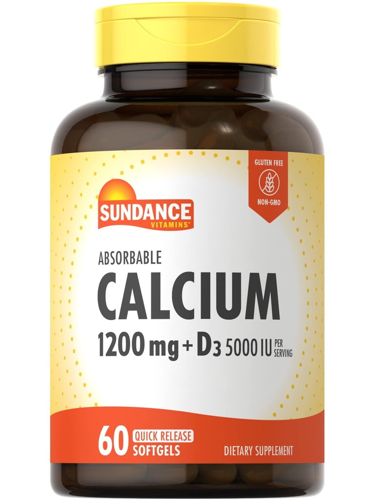 Sundance Calcium 1200 מ"ג עם ויטמין D3 5000 IU | 60 Absorbable Softgels