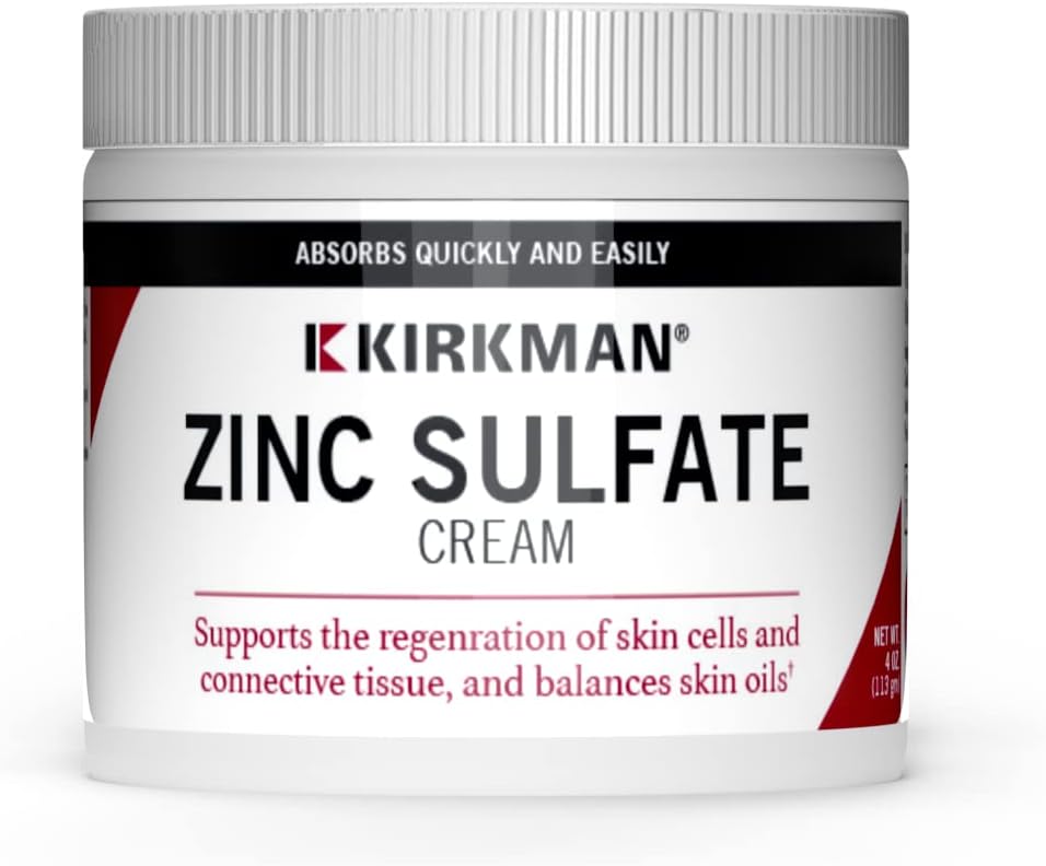 קירקמן - Zinc Sulfate Topical Cream - 4 fl oz - קיצור מהיר - 10% Zinc Sulfate - Hypoallergenic