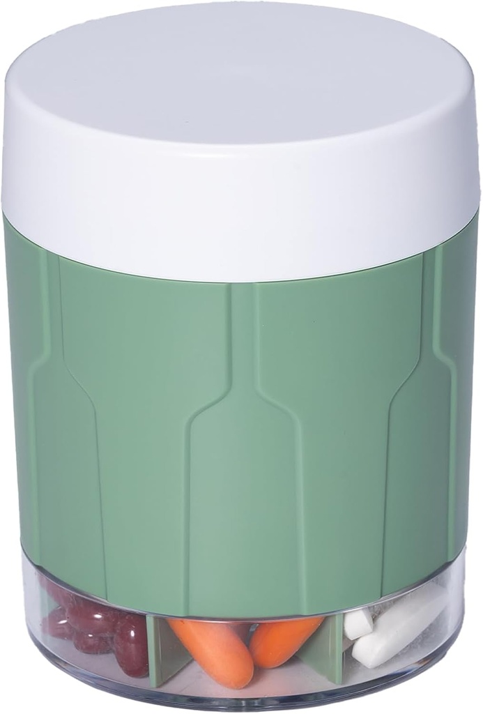 Betife תוספת גדולה תוספת מארגנת, Weekly Pill מארגנת בקבוק, Daily Pill Dispenser עם 7 השוואות גדולות, ארגן כדי להחזיק 7 יום תרופה, 21 תוויות ניקוי Brush(Green)