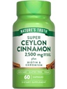 האמת של הטבע Ceylon Cinnamon קפסולות | 2,500 מ"ג | בתוספת Chromium ו- Biotin | 60 Count | טבעוני, Non-GMO & Gluten Free Supplement