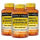 MASON NATURAL Probiotic Acidophilus, 150 יום אספקה, תומך סדירות וחשיפה נורמלית עם Pectin & Calcium, 100 קפסולות (Pack of 3)