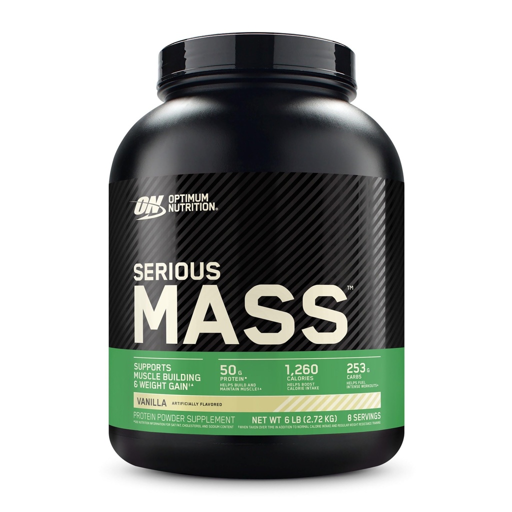 Optimum Nutrition Serious Mass, Weight Gainer חלבון אבקת, Mass Gainer, ויטמין C ו- Zinc for Immune Support, Creatine, Vanilla, 6 פאונד (Packaging May Vary)