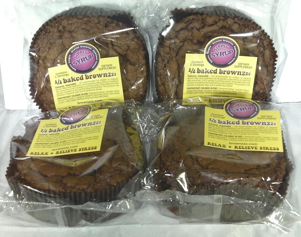 1/2 Baked Brownzzz - להירגע ולכבד מתח - Qty. של 4 ב Box - תוספת תזונתית עם Chamomile, Lavender, ולריאן, St. John's Wort ועוד (4)