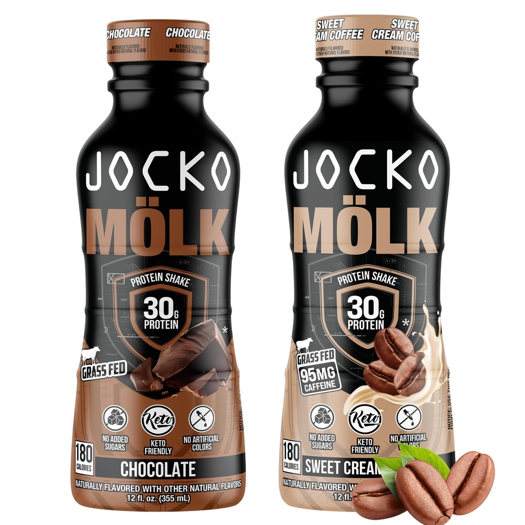 Jocko דלק Mölk RTD חלבון Shakes Bundle - שוקולד & Sweet Cream קפה (24 Pack)