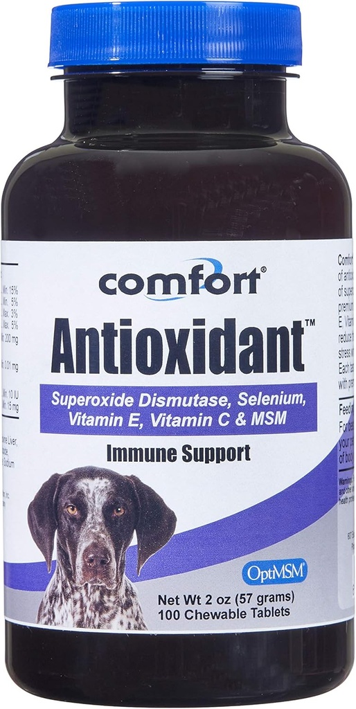 Kala Health COMFORT Antioxidant תוסף לכלבים, 100 Count, Immune Support and Helpsפחתת אלרגיה לעור, Contains: MSM, Superoxide Dismutase, Selenium ו- ויטמין C & E, Made בארה"ב
