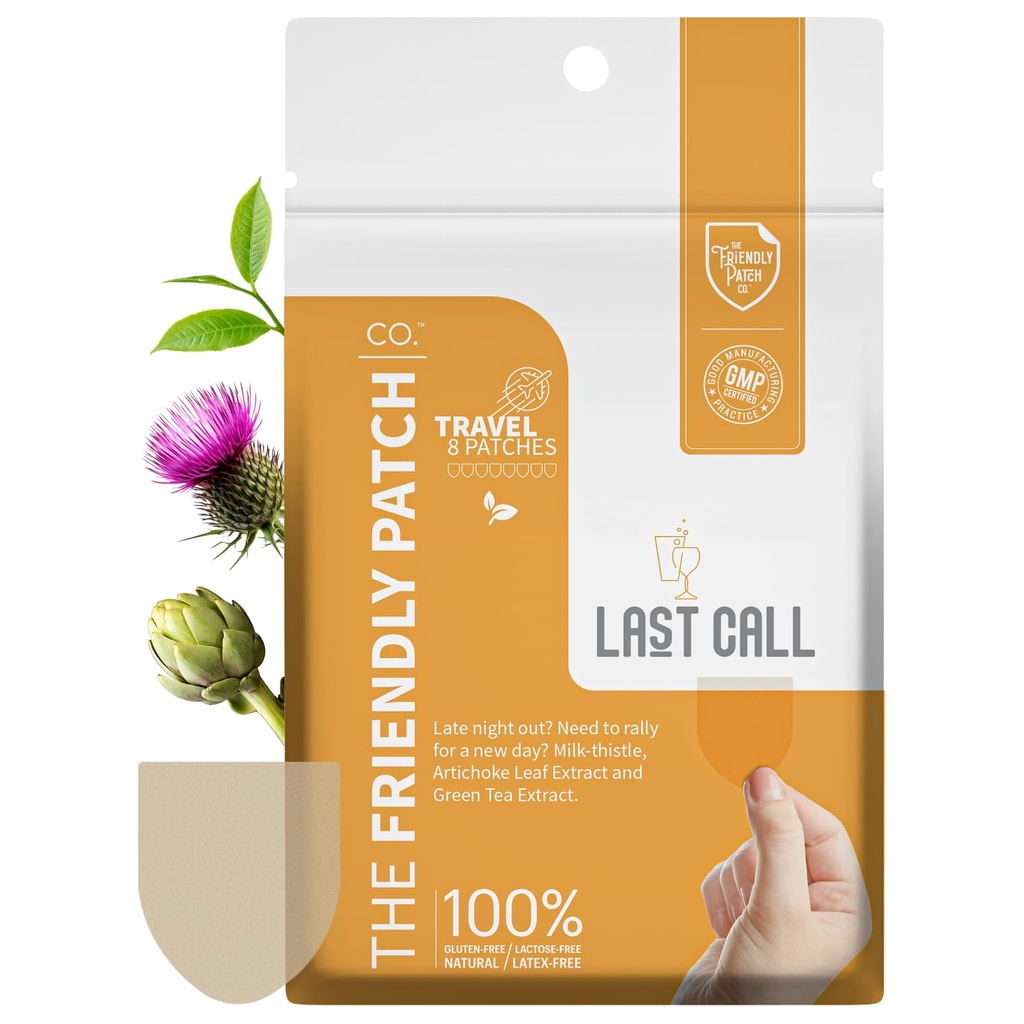 The Friendly Patch Last Call Patch - Late Night Out - Plant Powered Wearable Patches with Vine Tea, Caffeine, Milk Thistle, Artichoke Leaf