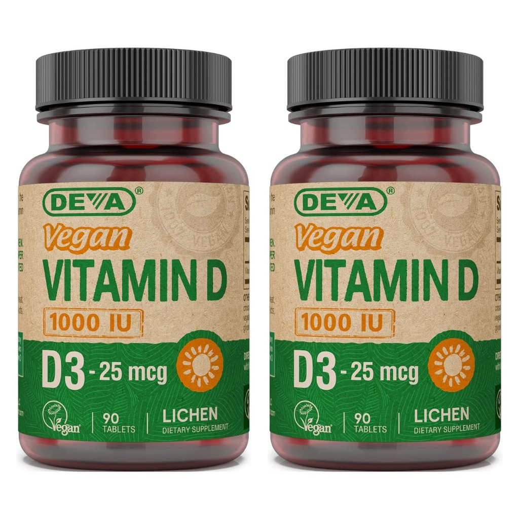 תוסף ויטמין D3 - One-Per-Day Tablet עם 1000 IU - Cholecalciferol - Lichen Plant Derived - 90 טבליות קטנות, 2Pack