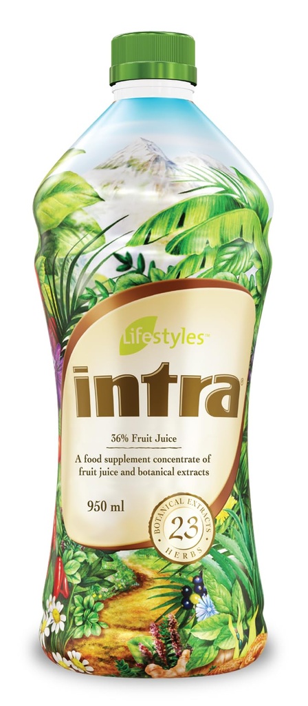 Intra Lifestyles Herbal Juice - Beverage for Immune Support, Detox, Digest, Digestive & Cardiovascular Health - 23 פלטים בוטניים - עשויים בקנדה 1 בקבוק 950 מ"ל (32 oz)