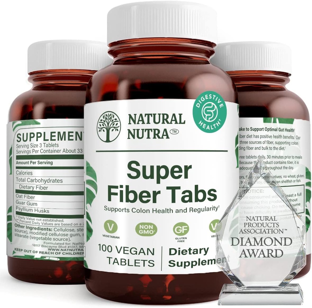 טבעי Nutra Super סיבים תוספת, קידום בריאות העיכול ו Cardiovascular, נהל משקל, מגן על בריאות העור, Boost Heart Health ו- Immune System, Non GMO, Gluten Free, טבעוני, 100 טבעוני טבעוני