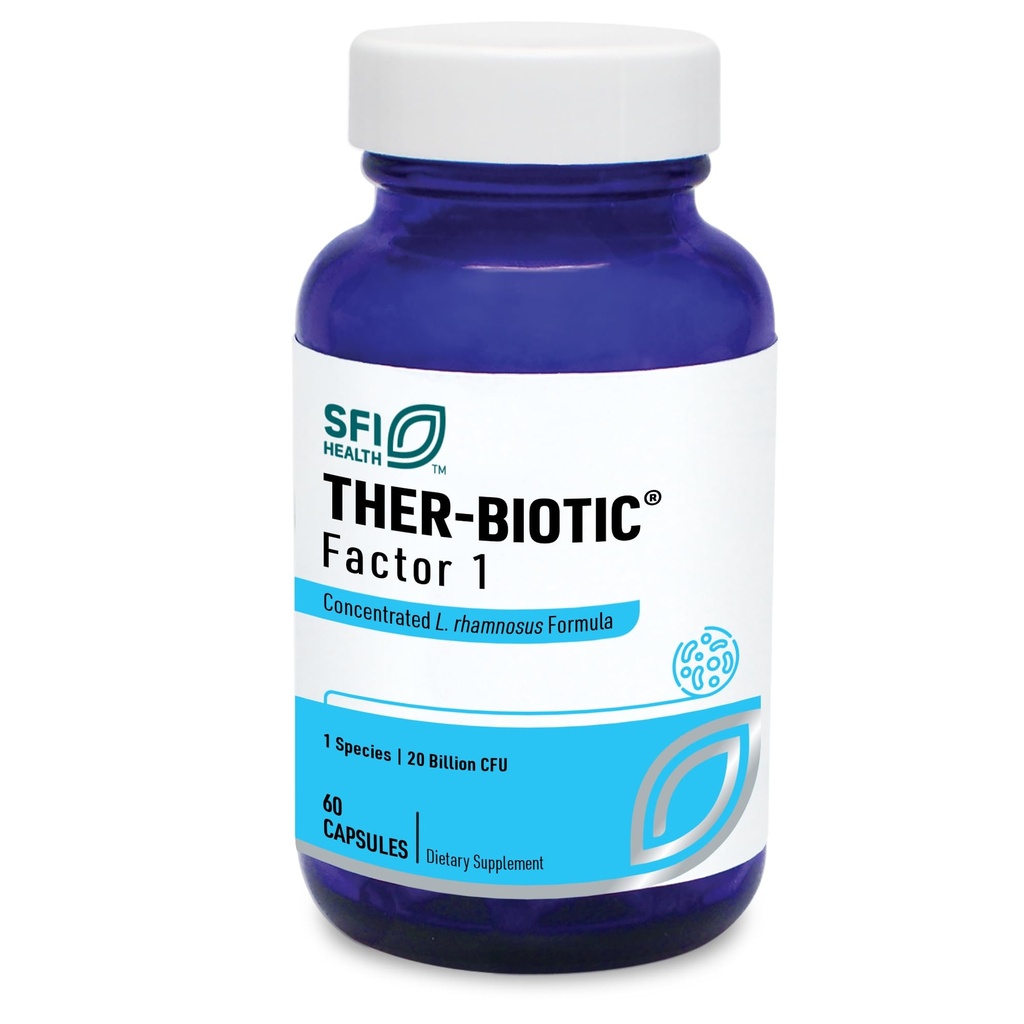 Klaire Labs SFI Health Ther-Biotic Factor 1 Probiotic - Lactobacillus Rhamnosus Single Species Probiotic - 20 מיליארד CFU - Gut + Immune Support - L Rhamnosus Probiotics - Hypoallergenic (60 קפסולות)