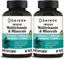 DAIkan Mini Multivitamin, 60 טבליות, משופרת עם Lutein, Lycopene & Folic Acid, זמן שוחרר Multivitamin עבור נשים וגברים, טבעוני וקל ל Swallow (Pack של 2)