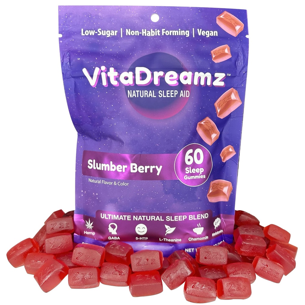 Melatonin Gummies for Sleep - Natural Sleep Aid עם L-theanine & GABA - SleepEZ Pillowz 60 Count