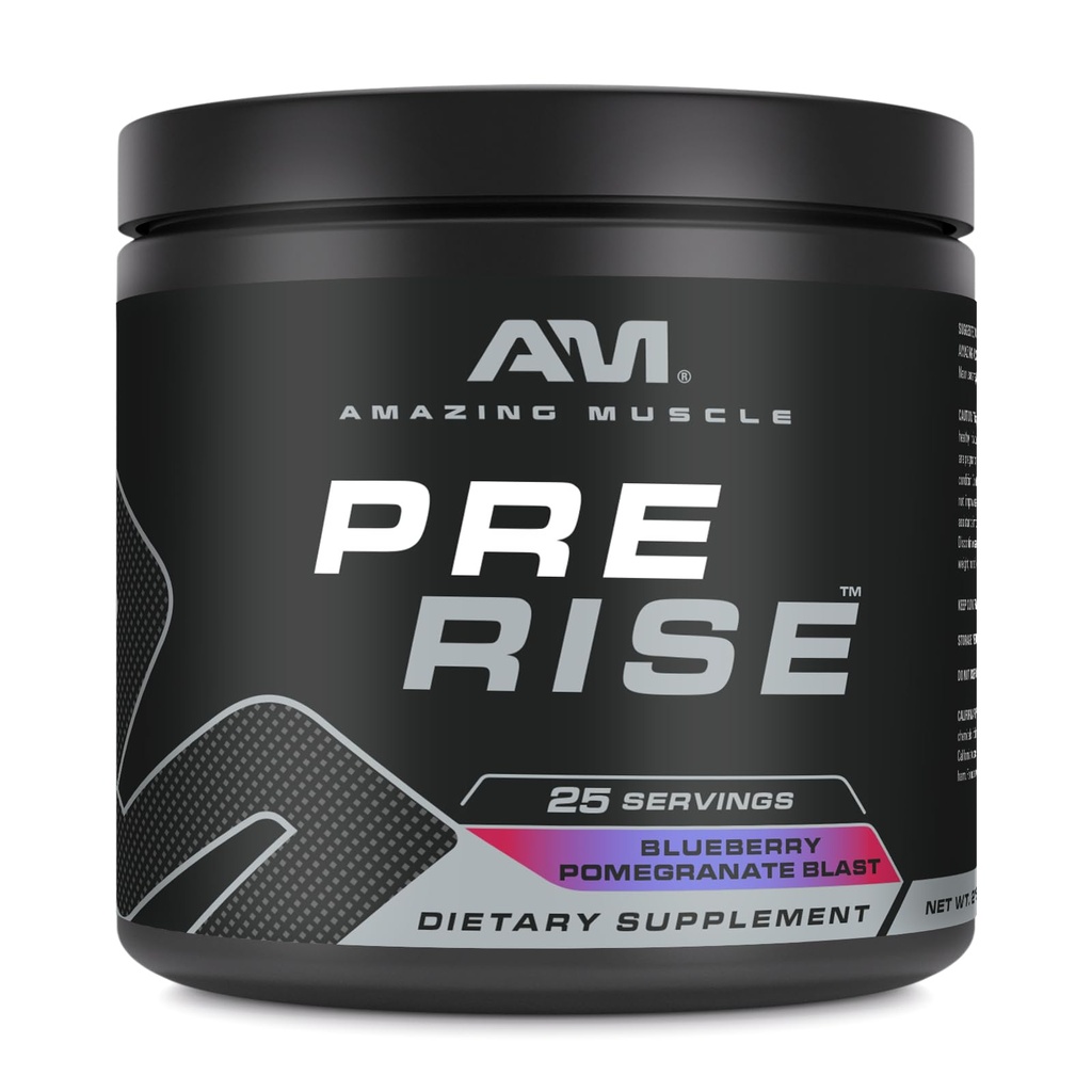 שריר מדהים לקום | תוספת של אבקת Pre-Workout עם Caffeine & Beta-Alanine עבור גברים ונשים | 25 משרתים (25 משרתים, Blueberry Pomegranate Blast)