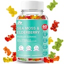 BIO VITALICA Sea Moss Gummies Elderberry BioVitalica - ויטמין C + Zinc - Irish Seamoss טבעוני עם Sea Mosss Gel & אבקת עבור Immunity, Detox - עבור מבוגרים וילדים