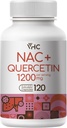 תוסף VHC NAC,Acetyl L-Carnitine1200 מ"ג פלוס Quercetin, Optimum Dose (1200 מ"ג + 100 מ"ג), 2 מתוך 1 פעולה כפולה פורמולה N-Acetyl-L-Cysteine עם Quercetin, for Respiratory, Liver, Immune, Made in USA