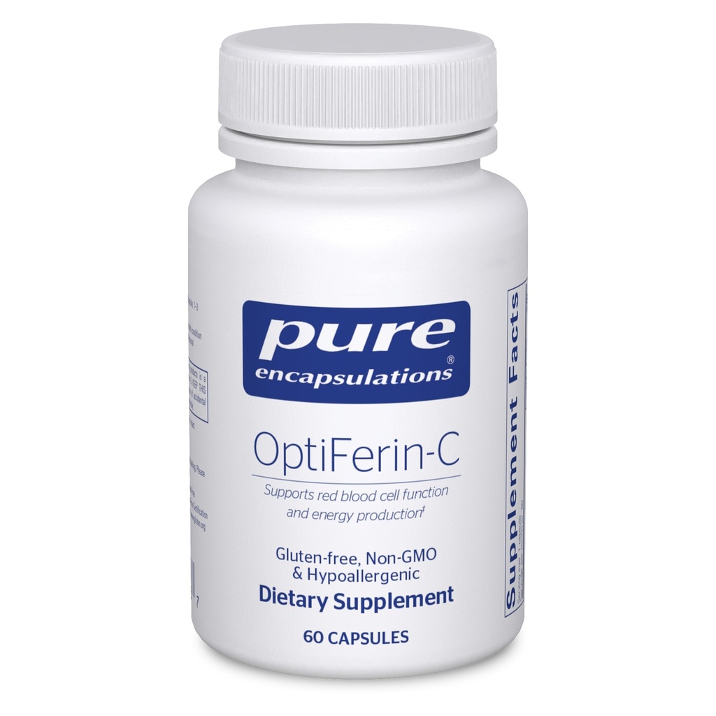 Pure Encapsulations OptiFerin-C - עבור Red Blood Cells & Energy - Iron Absorption Support - תוסף אנרגיה * ויטמין C Enriched - Gluten Free & Non-GMO - 60 קפסולות