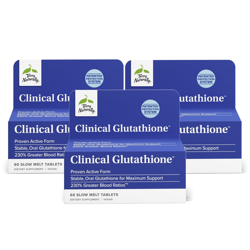 טרי מטבעו קליני Glutathione - תוספת אנטי-חמצן עבור Absorption גבוהה - תוספת תזונתית עם L-Glutathione - תוספת טבעונית לתמיכה ב- Cell Health - 60 טבליות מלטה איטי (Pack של 3)
