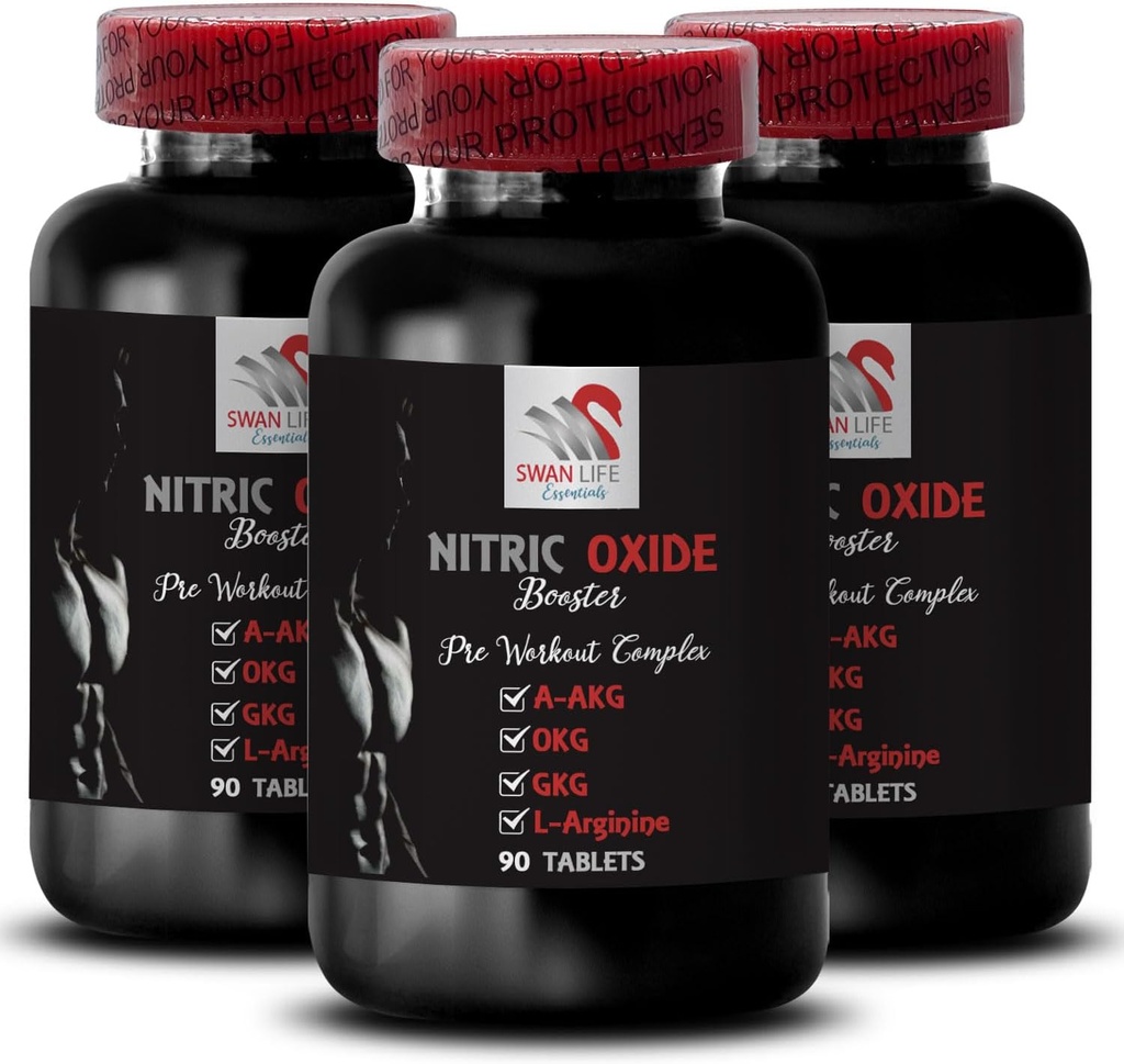 L-citrulline ו- l-arginine תוספי מזון - Nitric Oxide Booster - Endurance, Nitric Oxide Flow, Power Training, תמיכה ב- Fitness, Pre-Gym Boost, משאבת שרירים, 3 בקבוקים פיזיים 270 טבליות 270 טבליות