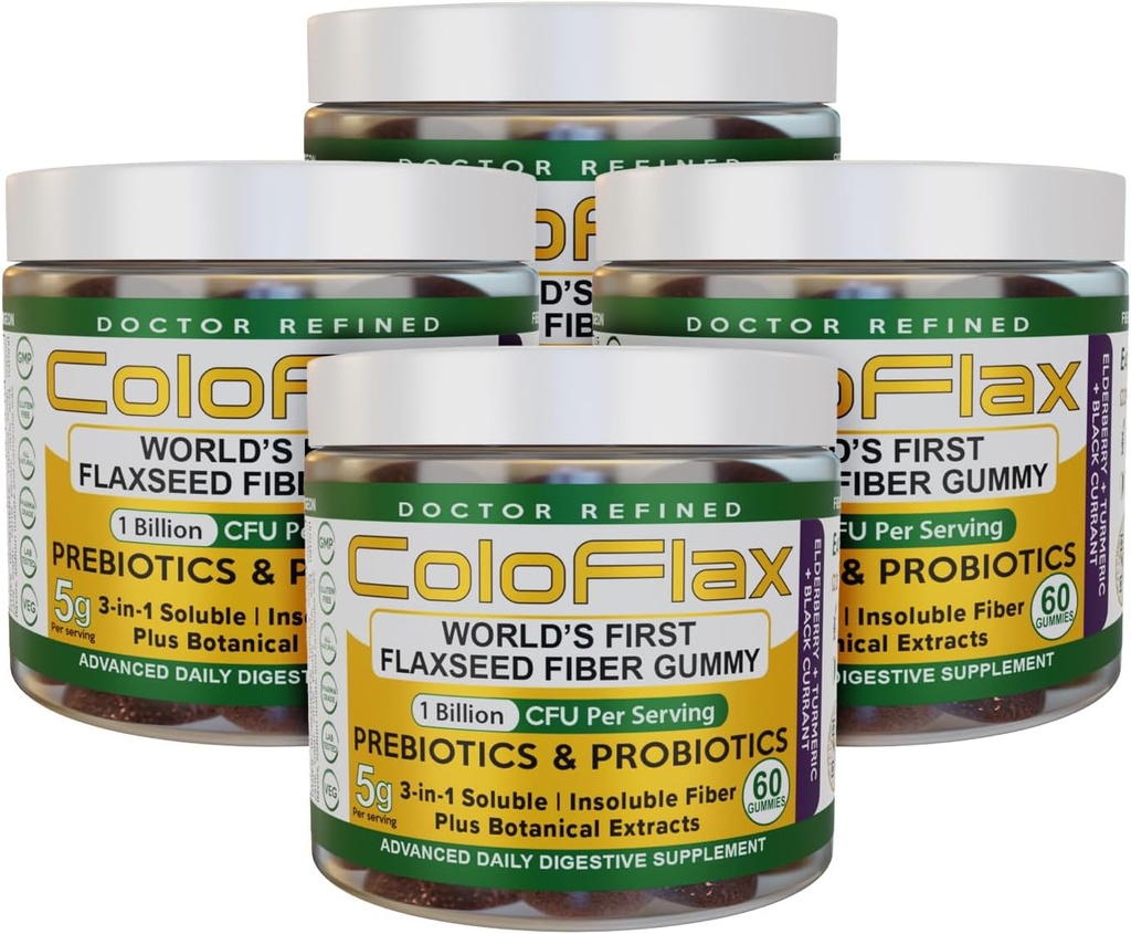 אורגני Flaxseed סיבים + Probiotics | Constipation Relief & סדירות ללא Cramp עבור מבוגרים, Soluble & Insolublele משולש-Fiber טבעוני חניכיים - 120 משרתים