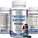 תמיכה Thyroid עם Iodine - Metabolism Booster, Energy Booster, Focus - Premium Non-GMO Thyroid תוסף 60 קפסולות