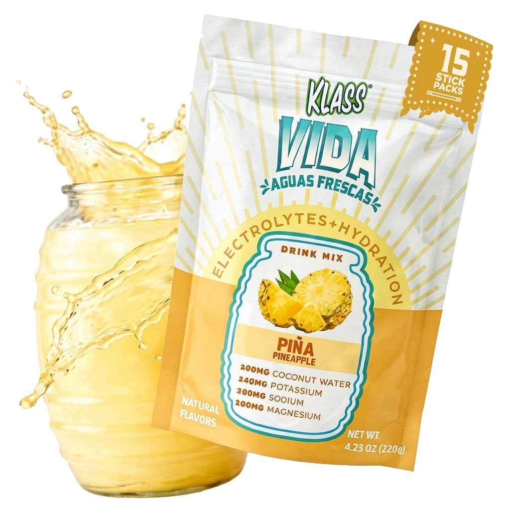 משקה אלקטרוליט מיקס - Pineapple Agua Fresca Flavor | אבקת הרזיה ללא סוכר עם קוקוס מים ומינרלים | 15 Single-משרתת Stick Packs, Low Calorie, Natural Flavor