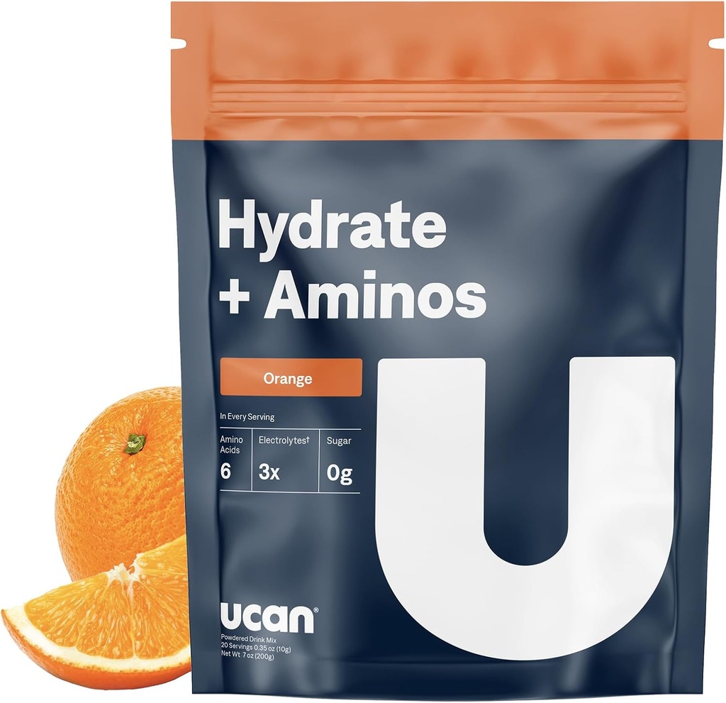 UCAN hydrote + Aminos, כתום 20 משרת Bag, Keto, סוכר חינם אלקטרוליט + שריר התאוששות, אלקטרוליטים חיוניים + EAAs & BCAAs, non-GMO, טבעוני, עבור רציפות, התעמלות-Goers, ביצועים Athletes