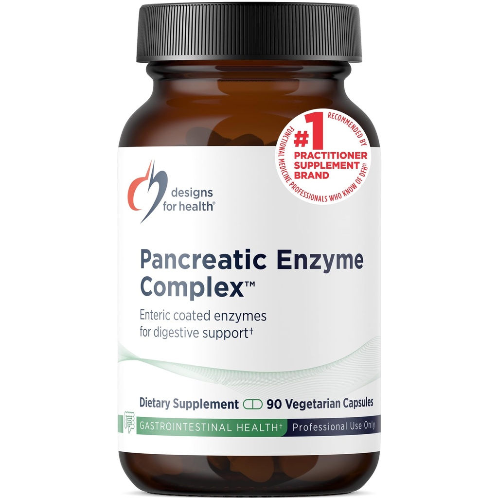 עיצובים לבריאות Pancreatic Enmes Complex - Enzyive Enmes + Bromelain תוסף - תמיכה עיכול + Gut בריאות - נדחה קפסולה עם Pancreatic Enme, Ox Bile (90 קפסולות)