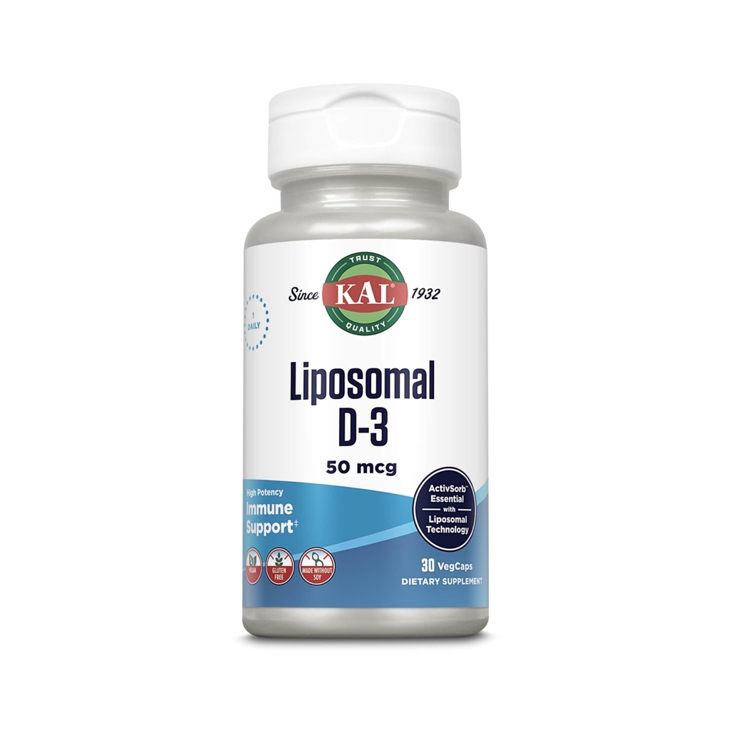ויטמין D3 50 mcg, High Absorption ויטמין D, Liposomal טכנולוגיה, High Potency Immune תמיכה, קפסולות טבעוניות, Gluten Free, No Soy, 30 משרתים