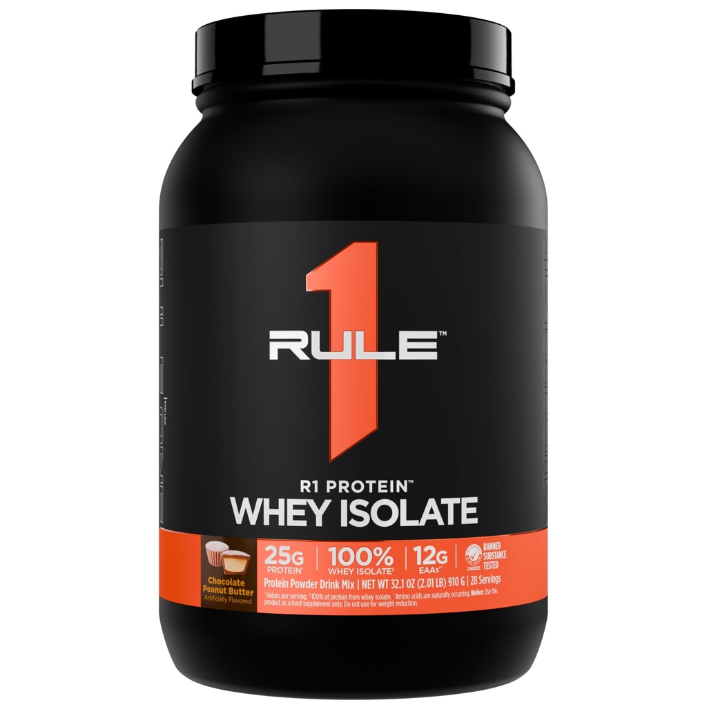 כלל 1 חלבון R1 Whey Isolate - עם 25g חלבון ו 6g BCAA בלעדי ממקורות מבודדים ו hydrolyzed עבור Workout Recovery (2 פאונד *, שוקולד Butter)