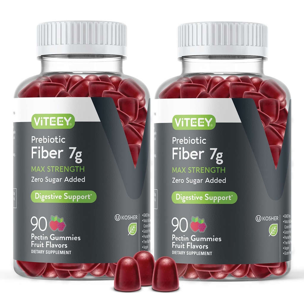VITEEY Preביוטיקה סיבים חניכיים למבוגרים, 7g - Gut Health & Digestive Soluble סיבים תוספי חניכיים - Zero Sugar הוסיף, Vegan, Gluten-Free - 180 Count