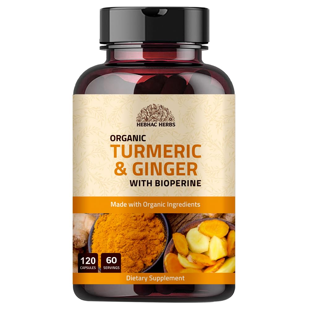 Turmeric ג'ינג'ר עם שחור פפר וג'ינג'ר 1000 מ"ג 120 קפסולות | תוספי Turmeric וג'ינג'ר עם 95% Curcuminoids | תוספת כוח תוספת תוסף תמיכה משותפת