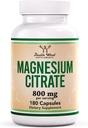 Magnesium Citrate 800 מ"ג, 180 קפסולות, Digestion & Constipation Support, Vegan Safe, Non-GMO, Double Wood Supplements