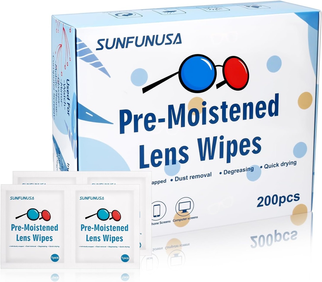 200 הרוזן Lens ניקוי Wipes-Pre-Moistated באופן אינדיבידואלי Wrapped Eyeglass Wipes Optical Screen ניקויer Streak חינם יבשה