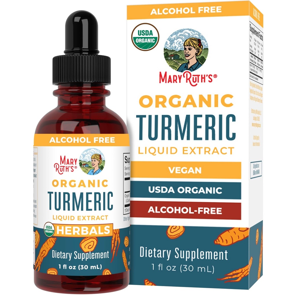 MaryRuth Organics Organic Turmeric נוזל לחלץ | סוכר חינם | USDA אורגני | אורגני תוספי Turmeric אורגני | Non-GMO | Gluten Free