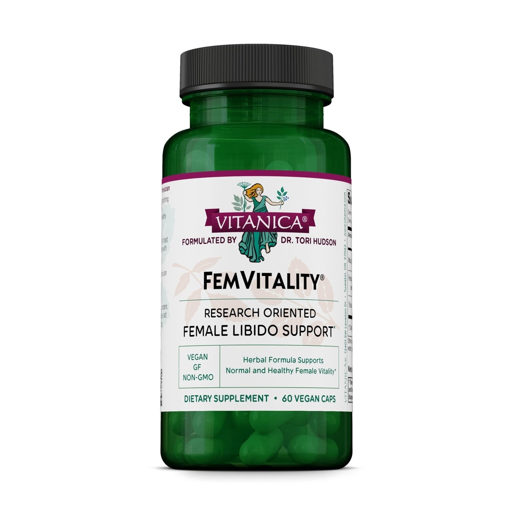 Vitanica FemVitality Libido תוסף לנשים, נשים טבעיות Libido Booster עבור נשים, מגביר את Intimate Drive, Desire ו Stamina, עוזר יבשה Vaginal, טבעוני 60 קפסולות