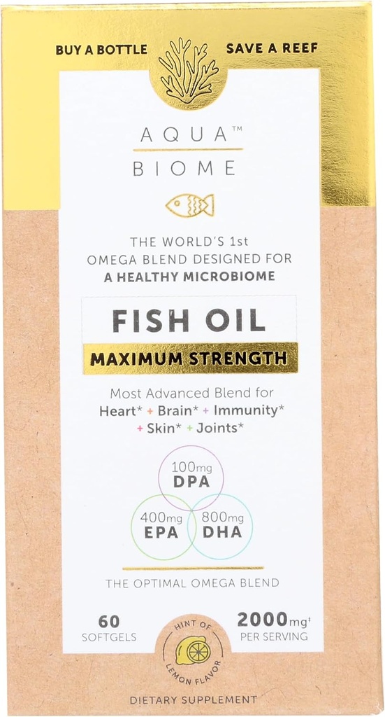 Enzymedica Aqua Biome, כוח מקסימלי, לימון, אומגה 3 שמן דגים, 60 Softgels