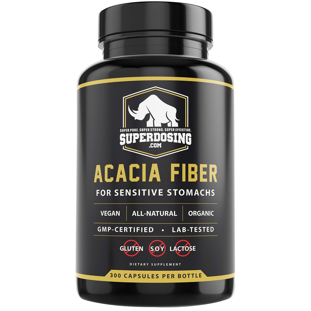 Fast Acting, אורגני Acacia Senegal סיבים קפסולות 300pk. Natural Soluble סיבים גלולות. טבעוני Prebiotic קפסולות.